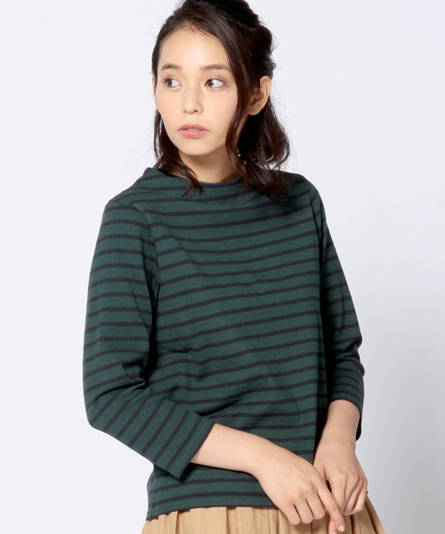 Another Edition（アナザーエディション）の「AE プチハイネックボーダーロングスリーブ/AE プチハイネック BOR LSL◆（Tシャツ/カットソー・レディース・オフホワイト/グレー/ケリー・フリー）」の3枚目の写真