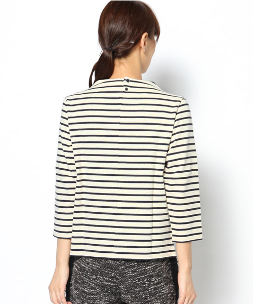 Another Edition（アナザーエディション）の「AE プチハイネックボーダーロングスリーブ/AE プチハイネック BOR LSL◆（Tシャツ/カットソー・レディース・オフホワイト/グレー/ケリー・フリー）」の10枚目の写真