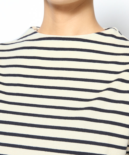 Another Edition（アナザーエディション）の「AE プチハイネックボーダーロングスリーブ/AE プチハイネック BOR LSL◆（Tシャツ/カットソー・レディース・オフホワイト/グレー/ケリー・フリー）」の11枚目の写真