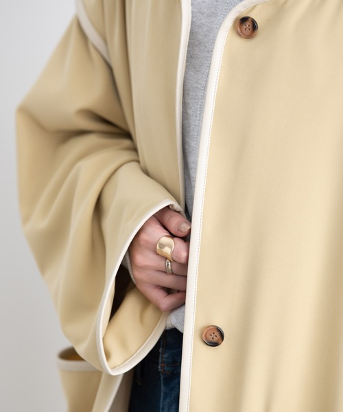 新品未使用　ブルマリン　アンゴラ　コート　訳あり　激安 セール】ノーカラーパイピングトレンチコート（トレンチコート）｜Aunt