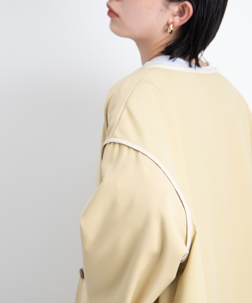 Aunt Marie's(アントマリーズ)の「ノーカラーパイピングトレンチコート(トレンチコート・レディース・ライトグリーン/ベージュ/ブラック・FREE/SMALL)」の12枚目の写真