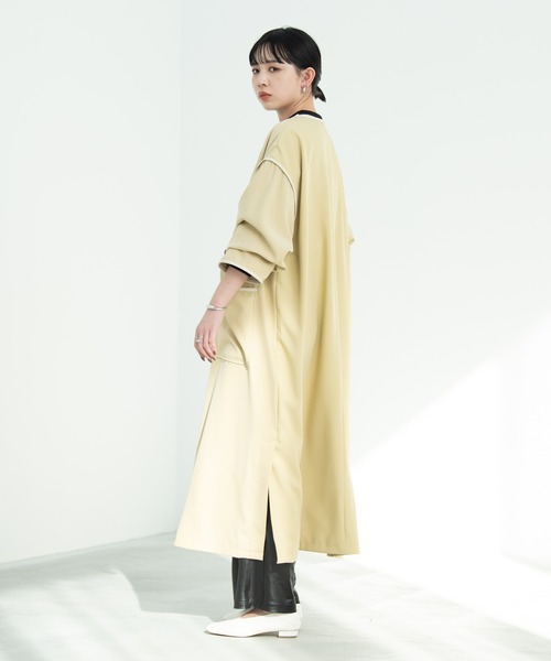 Aunt Marie's(アントマリーズ)の「ノーカラーパイピングトレンチコート(トレンチコート・レディース・ライトグリーン/ベージュ/ブラック・FREE/SMALL)」の21枚目の写真
