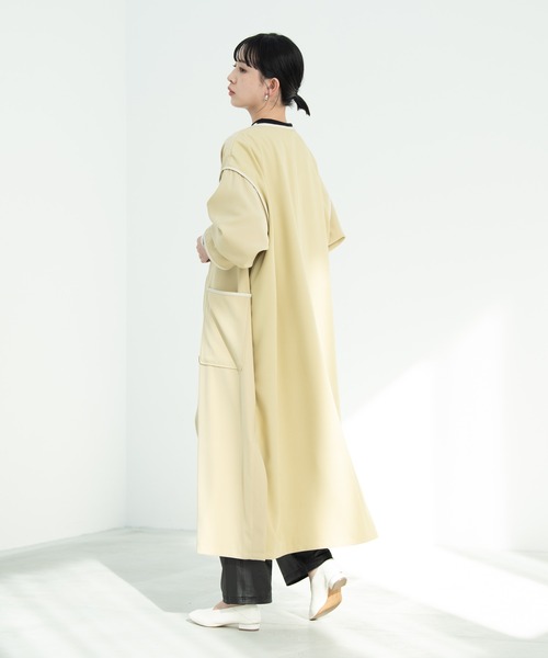 Aunt Marie's(アントマリーズ)の「ノーカラーパイピングトレンチコート(トレンチコート・レディース・ライトグリーン/ベージュ/ブラック・FREE/SMALL)」の22枚目の写真