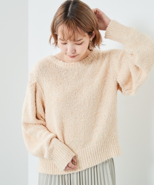 cepo(セポ)の「カタスリット スラブニット(ニット/セーター・レディース・ベージュ/サックスブルー・M)」の5枚目の写真