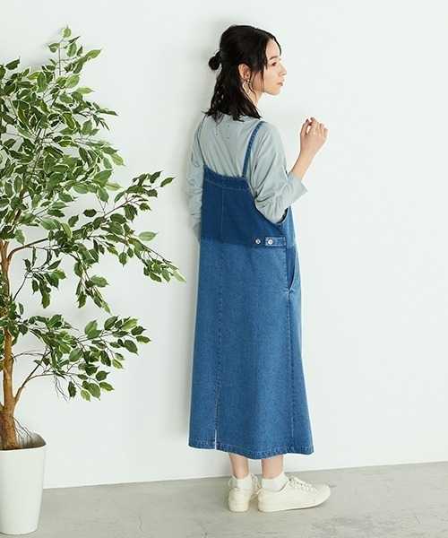 ONIGIRI（オニギリ）の「デニム　ジャンパースカート（ジャンパースカート・レディース・ネイビー・MEDIUM/LARGE）」の11枚目の写真