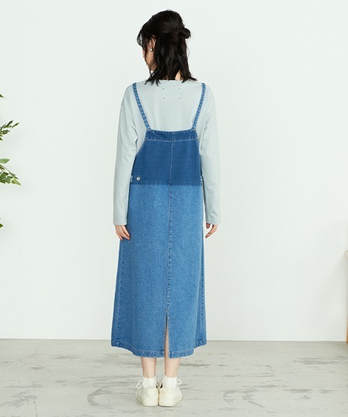 ONIGIRI（オニギリ）の「デニム　ジャンパースカート（ジャンパースカート・レディース・ネイビー・MEDIUM/LARGE）」の6枚目の写真