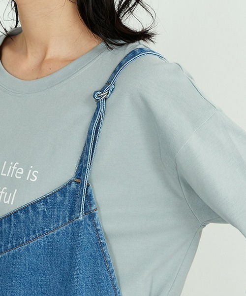 ONIGIRI（オニギリ）の「デニム　ジャンパースカート（ジャンパースカート・レディース・ネイビー・MEDIUM/LARGE）」の8枚目の写真