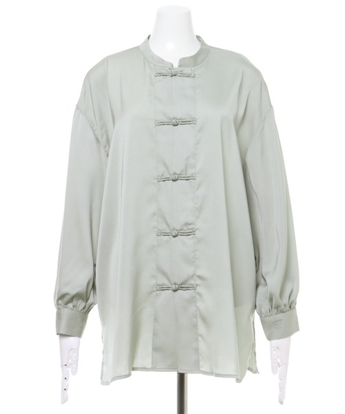 INGNI（イング）の「サテンチャイナシャツ／デザインブラウス（シャツ/ブラウス・レディース・ピンク系5/ライトベージュ/ブラック/サックスブルー/ミント/スモークピンク/ベージュ・M）」の15枚目の写真