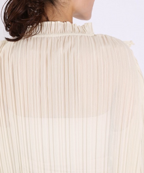 LOWRYS FARM（ローリーズファーム）の「プリーツスタンドフリルブラウス　932990（シャツ/ブラウス・レディース・グリーン/グレー/アイボリー・FREE）」の8枚目の写真