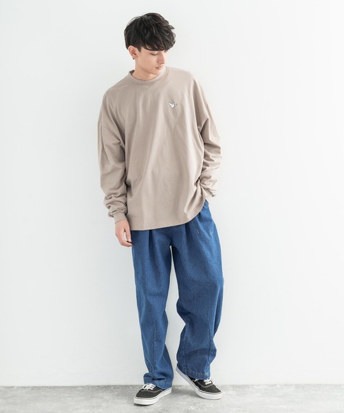 Mark Gonzales(マーク・ゴンザレス)の「MARK GONZALES マークゴンザレス 別注コラボ グラフィックロゴプリント ビッグロンT(Tシャツ/カットソー・メンズ・ブラック/パープル/ブラウン/オフホワイト/サックスブルー/ピンク/グリーン/グレイッシュベージュ・M/L/XL)」の16枚目の写真