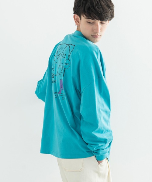 Mark Gonzales(マーク・ゴンザレス)の「MARK GONZALES マークゴンザレス 別注コラボ グラフィックロゴプリント ビッグロンT(Tシャツ/カットソー・メンズ・ブラック/パープル/ブラウン/オフホワイト/サックスブルー/ピンク/グリーン/グレイッシュベージュ・M/L/XL)」の10枚目の写真