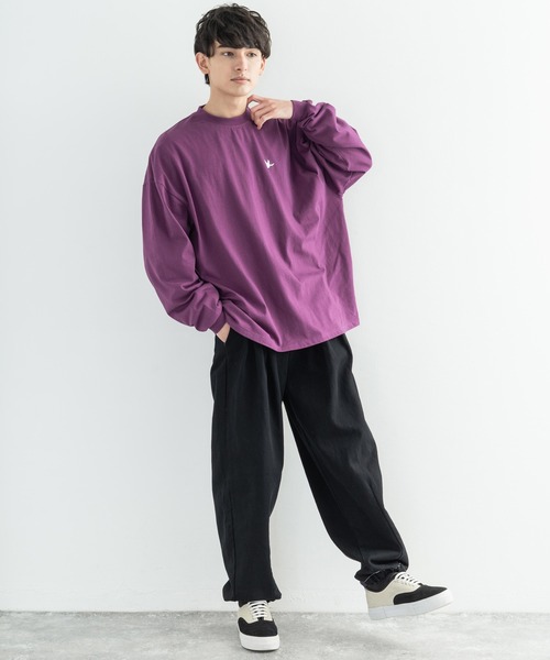 Mark Gonzales(マーク・ゴンザレス)の「MARK GONZALES マークゴンザレス 別注コラボ グラフィックロゴプリント ビッグロンT(Tシャツ/カットソー・メンズ・ブラック/パープル/ブラウン/オフホワイト/サックスブルー/ピンク/グリーン/グレイッシュベージュ・M/L/XL)」の11枚目の写真
