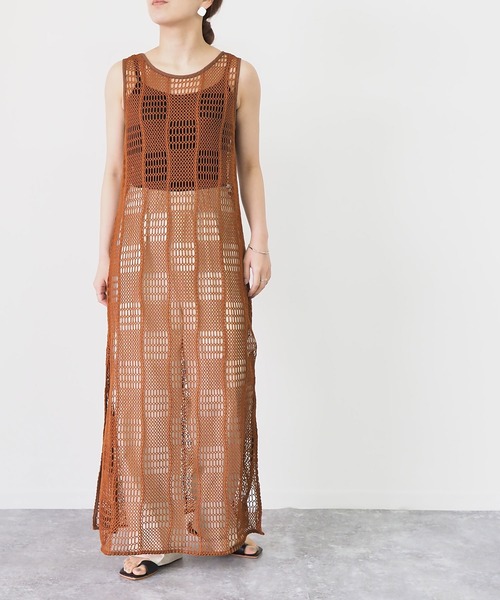 Riberry（リベリー）の「メッシュニットノースリワンピース（ワンピース・レディース・ブラック/ブラウン・MEDIUM）」の8枚目の写真