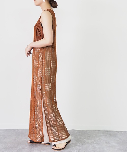 Riberry（リベリー）の「メッシュニットノースリワンピース（ワンピース・レディース・ブラック/ブラウン・MEDIUM）」の12枚目の写真