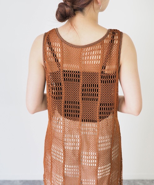 Riberry（リベリー）の「メッシュニットノースリワンピース（ワンピース・レディース・ブラック/ブラウン・MEDIUM）」の11枚目の写真