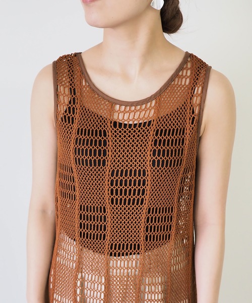 Riberry（リベリー）の「メッシュニットノースリワンピース（ワンピース・レディース・ブラック/ブラウン・MEDIUM）」の13枚目の写真