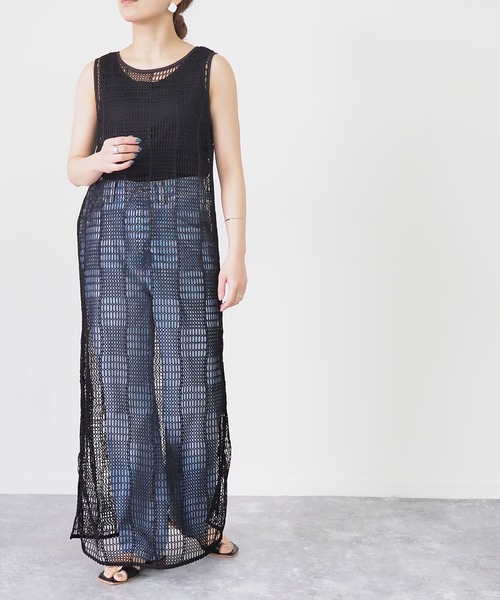 Riberry（リベリー）の「メッシュニットノースリワンピース（ワンピース・レディース・ブラック/ブラウン・MEDIUM）」の7枚目の写真