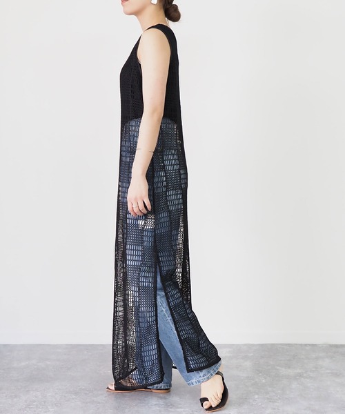 Riberry（リベリー）の「メッシュニットノースリワンピース（ワンピース・レディース・ブラック/ブラウン・MEDIUM）」の5枚目の写真