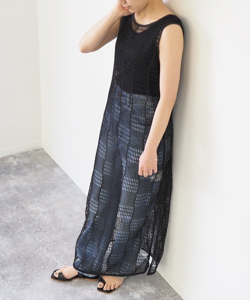Riberry（リベリー）の「メッシュニットノースリワンピース（ワンピース・レディース・ブラック/ブラウン・MEDIUM）」の9枚目の写真