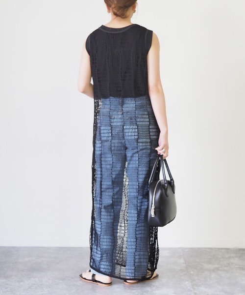 Riberry（リベリー）の「メッシュニットノースリワンピース（ワンピース・レディース・ブラック/ブラウン・MEDIUM）」の17枚目の写真