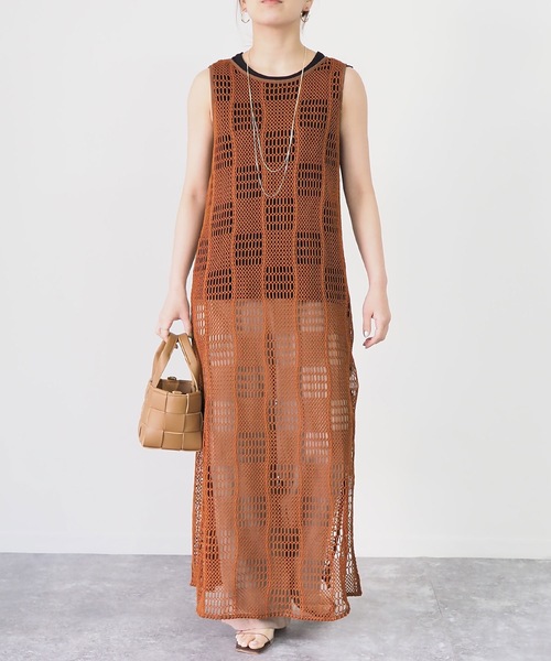 Riberry（リベリー）の「メッシュニットノースリワンピース（ワンピース・レディース・ブラック/ブラウン・MEDIUM）」の16枚目の写真