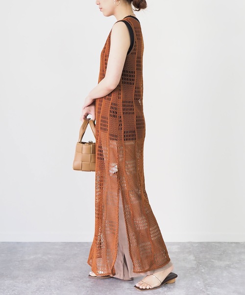 Riberry（リベリー）の「メッシュニットノースリワンピース（ワンピース・レディース・ブラック/ブラウン・MEDIUM）」の15枚目の写真