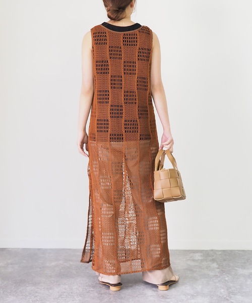 Riberry（リベリー）の「メッシュニットノースリワンピース（ワンピース・レディース・ブラック/ブラウン・MEDIUM）」の14枚目の写真