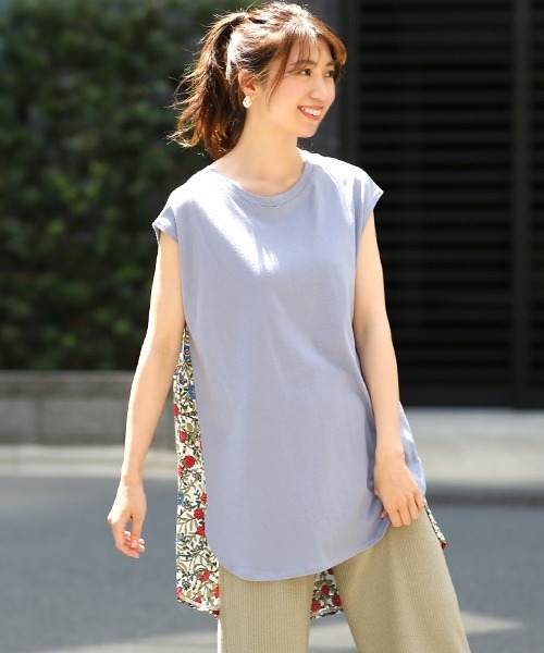 チチカカ（チチカカ）の「バックコンビフレンチチュニック（チュニック・レディース・ブルー/ベージュ/ボルドー・FREE）」の4枚目の写真