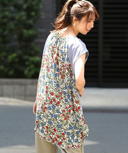 チチカカ（チチカカ）の「バックコンビフレンチチュニック（チュニック・レディース・ブルー/ベージュ/ボルドー・FREE）」の21枚目の写真