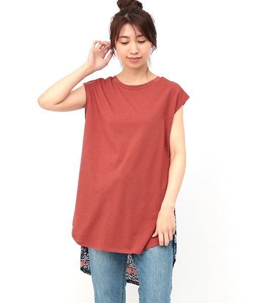 チチカカ（チチカカ）の「バックコンビフレンチチュニック（チュニック・レディース・ブルー/ベージュ/ボルドー・FREE）」の5枚目の写真