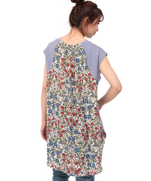 チチカカ（チチカカ）の「バックコンビフレンチチュニック（チュニック・レディース・ブルー/ベージュ/ボルドー・FREE）」の8枚目の写真