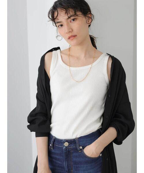 AMERICAN HOLIC（アメリカンホリック）の「針抜きテレコタンクトップ（タンクトップ・レディース・ライトベージュ/オレンジ/チャコールグレー/オフホワイト・L/M）」の7枚目の写真