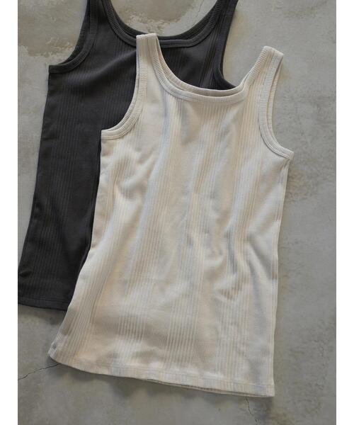 AMERICAN HOLIC（アメリカンホリック）の「針抜きテレコタンクトップ（タンクトップ・レディース・ライトベージュ/オレンジ/チャコールグレー/オフホワイト・L/M）」の3枚目の写真