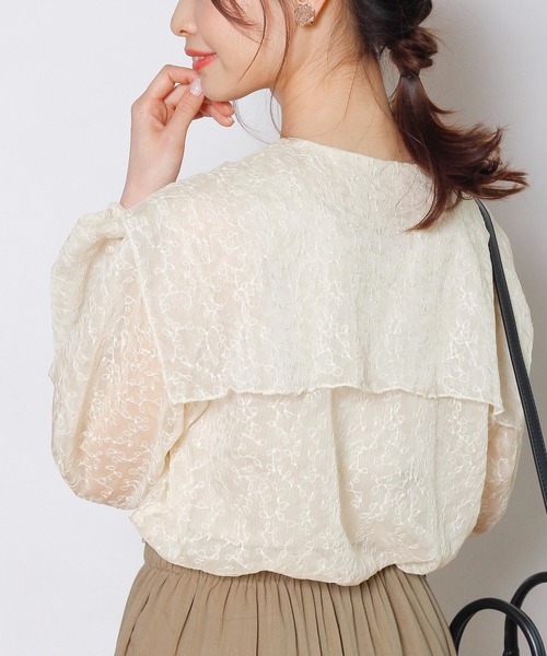 Crisp yours（クリスプユアーズ）の「セーラーカラーシアーブラウス（シャツ/ブラウス・レディース・ホワイト/アイボリー・FREE）」の2枚目の写真