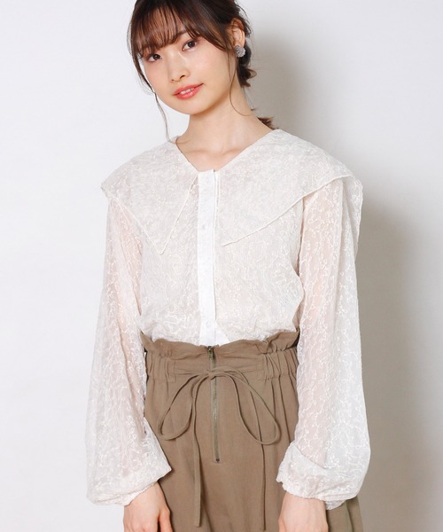 Crisp yours（クリスプユアーズ）の「セーラーカラーシアーブラウス（シャツ/ブラウス・レディース・ホワイト/アイボリー・FREE）」の13枚目の写真