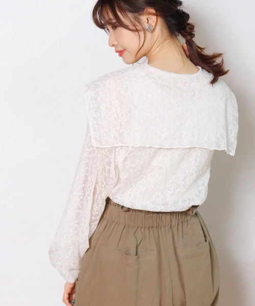 Crisp yours（クリスプユアーズ）の「セーラーカラーシアーブラウス（シャツ/ブラウス・レディース・ホワイト/アイボリー・FREE）」の14枚目の写真