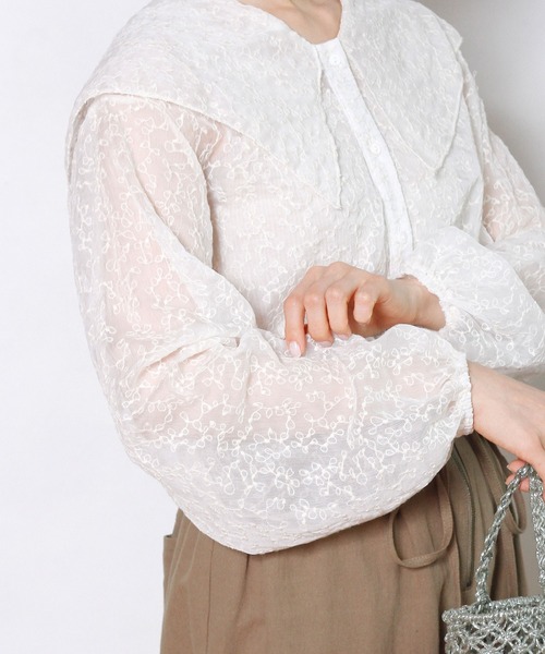 Crisp yours（クリスプユアーズ）の「セーラーカラーシアーブラウス（シャツ/ブラウス・レディース・ホワイト/アイボリー・FREE）」の16枚目の写真