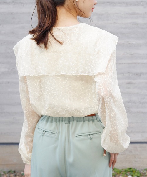 Crisp yours（クリスプユアーズ）の「セーラーカラーシアーブラウス（シャツ/ブラウス・レディース・ホワイト/アイボリー・FREE）」の3枚目の写真