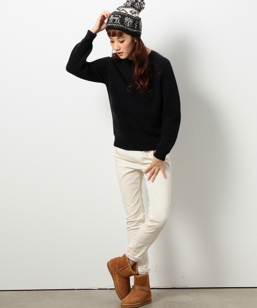 coen（コーエン）の「ウール混ソリッドボーダーニット（ニット/セーター・レディース・オフホワイト/グレー/ベージュ/ネイビー・LARGE/MEDIUM）」の9枚目の写真