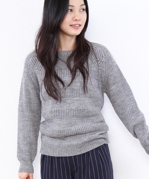 coen（コーエン）の「ウール混ソリッドボーダーニット（ニット/セーター・レディース・オフホワイト/グレー/ベージュ/ネイビー・LARGE/MEDIUM）」の15枚目の写真