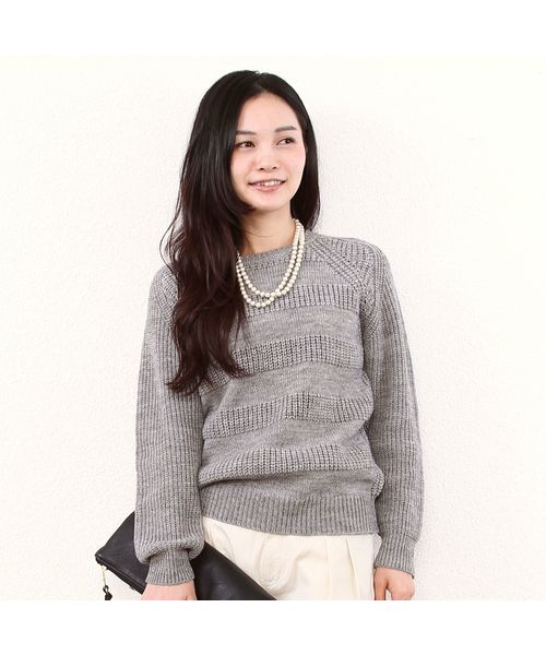 coen（コーエン）の「ウール混ソリッドボーダーニット（ニット/セーター・レディース・オフホワイト/グレー/ベージュ/ネイビー・LARGE/MEDIUM）」の16枚目の写真