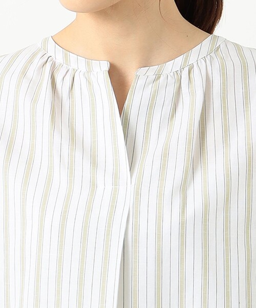 J.PRESS（ジェイプレス）の「【洗える】BEZ コットンリネン ストライプ ブラウス（シャツ/ブラウス・レディース・ベージュ系1/カーキ系1・T13/T15）」の9枚目の写真