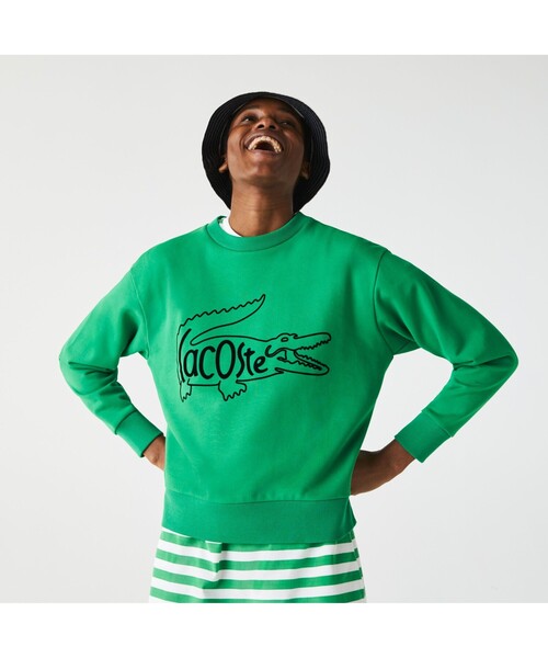 LACOSTE（ラコステ）の「クロコロゴプリントクルーネックスウェット（スウェット・レディース・ホワイト/グリーン・40/38/36/34）」の2枚目の写真