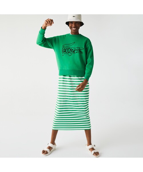 LACOSTE（ラコステ）の「クロコロゴプリントクルーネックスウェット（スウェット・レディース・ホワイト/グリーン・40/38/36/34）」の8枚目の写真