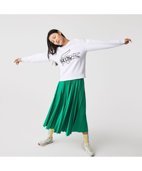 LACOSTE（ラコステ）の「クロコロゴプリントクルーネックスウェット（スウェット・レディース・ホワイト/グリーン・40/38/36/34）」の5枚目の写真