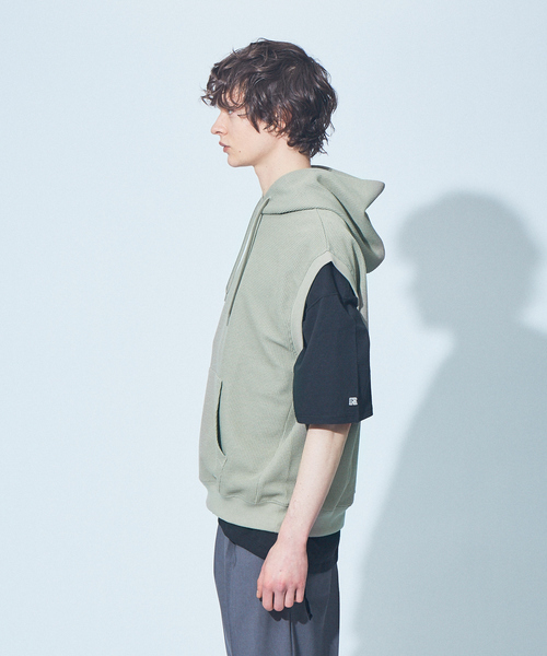 MYSELF ABAHOUSE（マイセルフアバハウス）の「【MYSELF ABAHOUSE】ワッフル ルーズ ノースリーブ プルオーバー パーカー（パーカー・メンズ・ブラック/ネイビー/ライム/ピンクベージュ/ベージュ・フリー）」の22枚目の写真