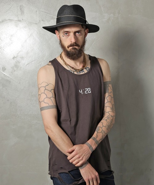 GALLIS ADDICTION（ガリスアディクション）の「GA DAMAGE TANK TOP/ダメージ タンクトップ（タンクトップ・メンズ・チャコール/ナチュラル/ライトオレンジ系・FREE）」の13枚目の写真