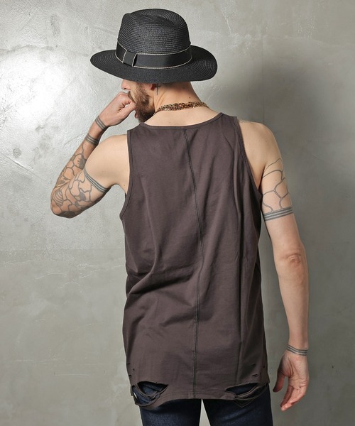 GALLIS ADDICTION（ガリスアディクション）の「GA DAMAGE TANK TOP/ダメージ タンクトップ（タンクトップ・メンズ・チャコール/ナチュラル/ライトオレンジ系・FREE）」の22枚目の写真