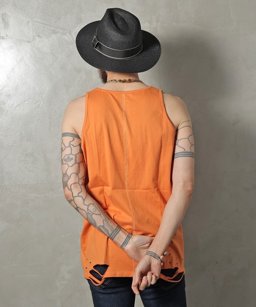 GALLIS ADDICTION（ガリスアディクション）の「GA DAMAGE TANK TOP/ダメージ タンクトップ（タンクトップ・メンズ・チャコール/ナチュラル/ライトオレンジ系・FREE）」の11枚目の写真