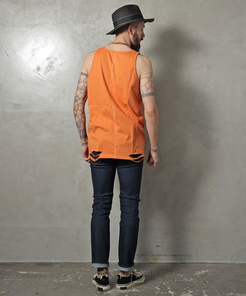 GALLIS ADDICTION（ガリスアディクション）の「GA DAMAGE TANK TOP/ダメージ タンクトップ（タンクトップ・メンズ・チャコール/ナチュラル/ライトオレンジ系・FREE）」の21枚目の写真